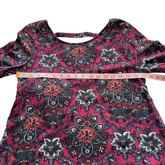 Abercrombie & Fitch Sz S Maroon Floral Paisley Long Sleeve Tunic Shift Dress - Picture 9 of 12